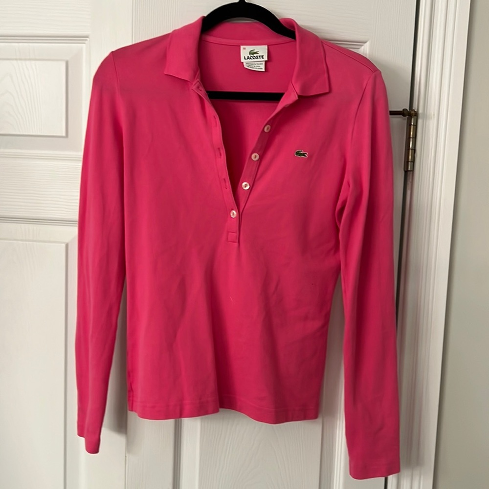 Lacoste long sleeve polo shirt hot pink